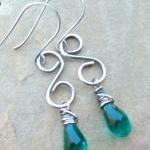 Green Earrings, Sterling Si..