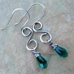 Green Earrings, Sterling Si..