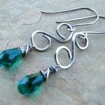 Green Earrings, Sterling Si..